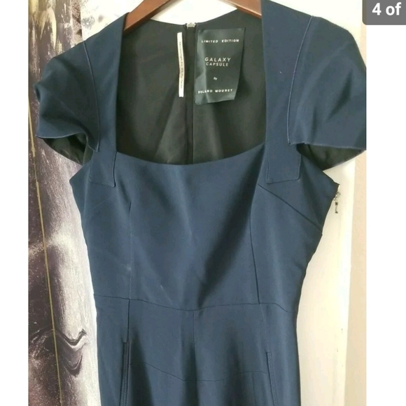 Roland Mouret Navy Galaxy Capsule Square Neck Jumpsuit Size US 10 UK 14 - Picture 9 of 12